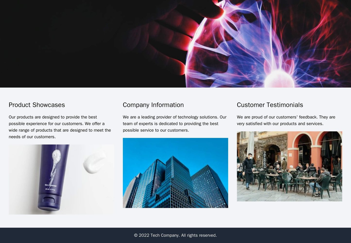 A tech company site with a full-width header image and a nested three-column layout, featuring product showcases, compan Web Template 3775