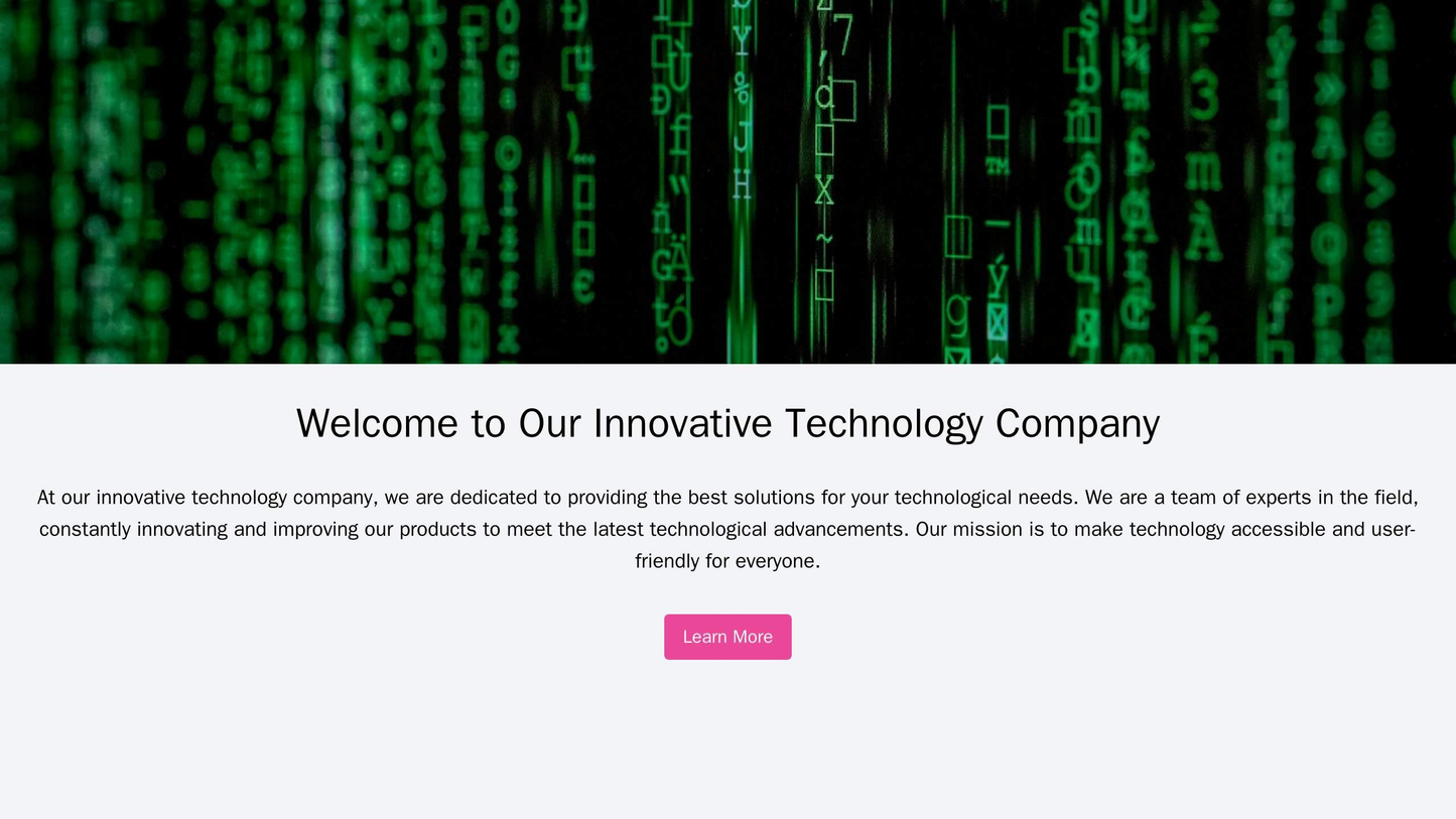 A technology company site with a full-width header image and a centered call-to-action button, accentuating their innova Web Template 3320