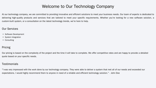 A technology company site with a full-width header image, navigation menu on the left, and three columns for features, p Web Template 4631