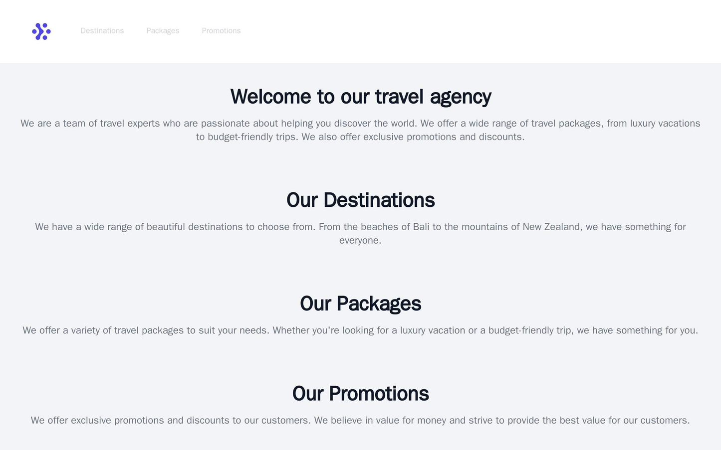 A travel agency site with a slideshow highlighting beautiful destinations, a top navigation bar, and a three-column layo Web Template 3644