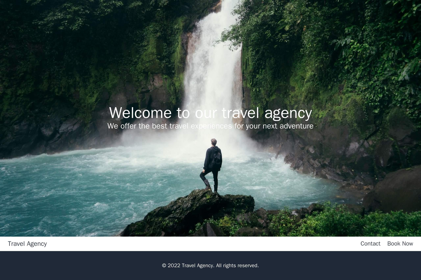 A travel agency site with a zigzag layout, a large hero image in the background, and a floating sticky menu with a conta Web Template 4309