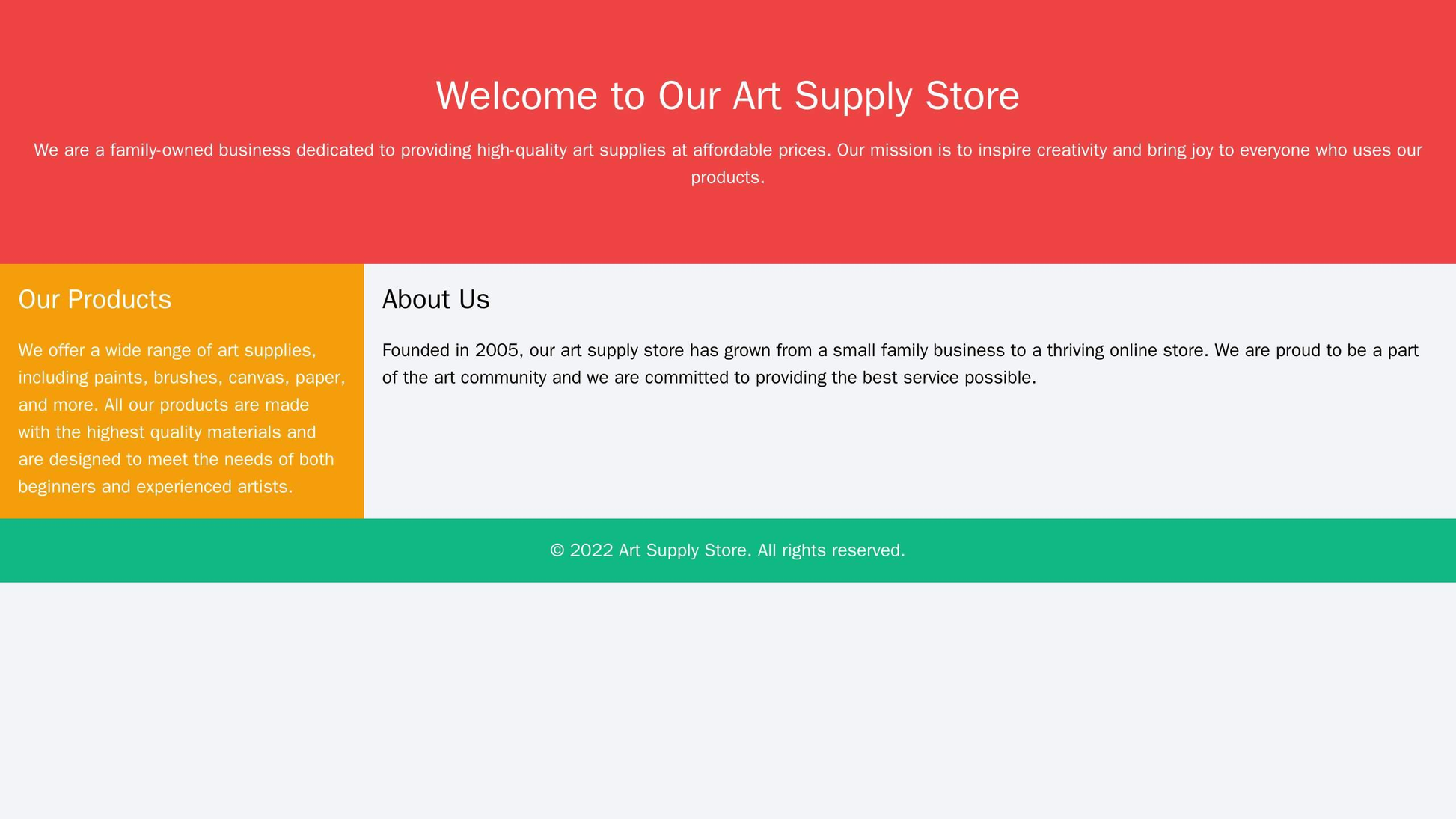 An art supply store site with a colorful and chaotic homepage design, an asymmetrical layout, a sidebar featuring a dyna Web Template 2345