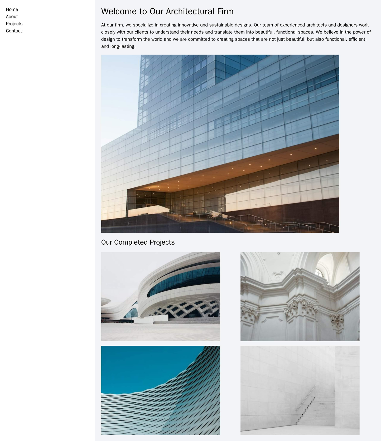 Architectural Firm: A professional, sophisticated layout with a large, detailed image of an architectural design or blue Web Template 3640