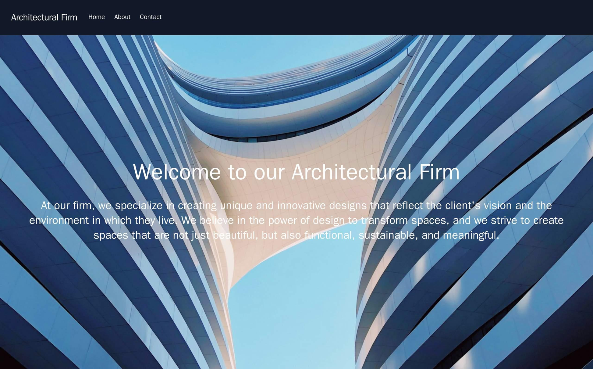 Architectural Firm: A minimalist design with a full-width, high-resolution image of a building project as the background Web Template 4141