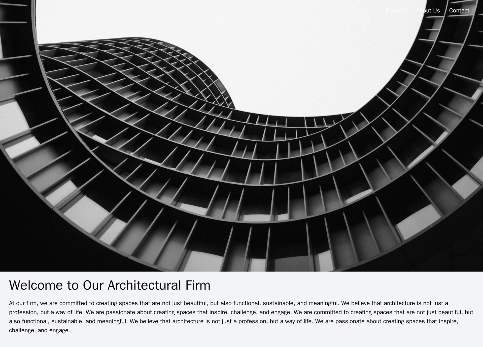 Architectural Firm: A clean, modern design, with a header image showing a stunning architectural rendition, and a top na Web Template 4881