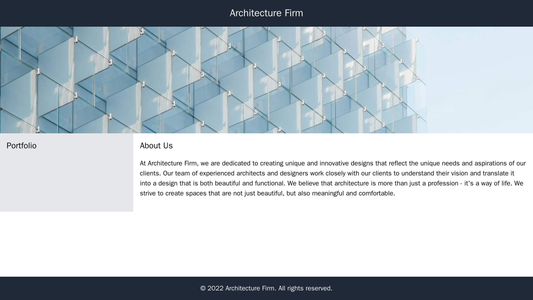 Architecture Firm: A minimalistic design with a full-width image of a building project on the homepage, a left sidebar s Web Template 2021