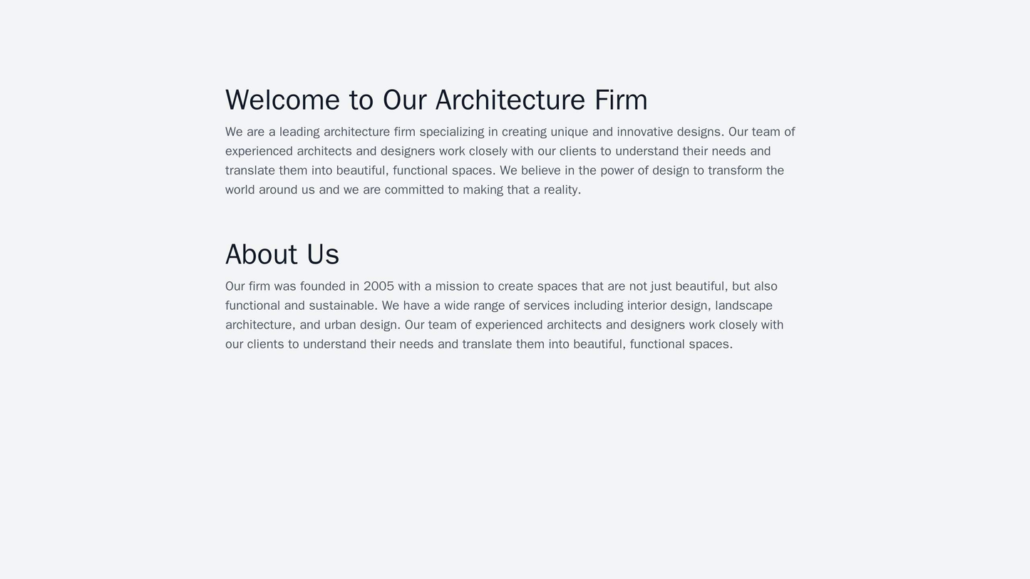 Architecture Firm: A hero image of an impressive building, a centered logo, and a clean, two-column layout for a portfol Web Template 3750