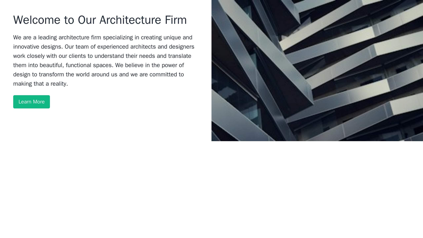 Architecture Firm: A split-screen design, with a full-width image on one side and a clean and modern layout on the other Web Template 3878