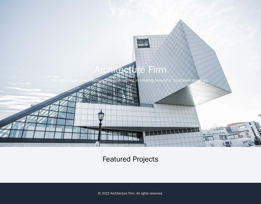 Architecture Firm: A stunning design with a large, centered logo, a full-width header image showcasing a beautiful build Web Template 4330