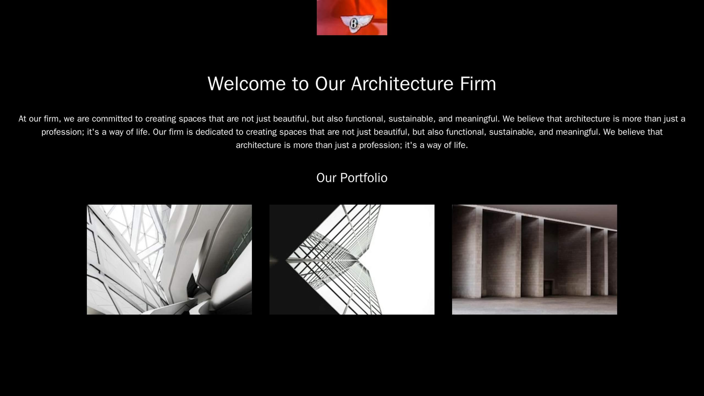 Architecture Firm: A minimalistic, professional design with a black background, a centered, elegant logo, and a fixed, t Web Template 4991