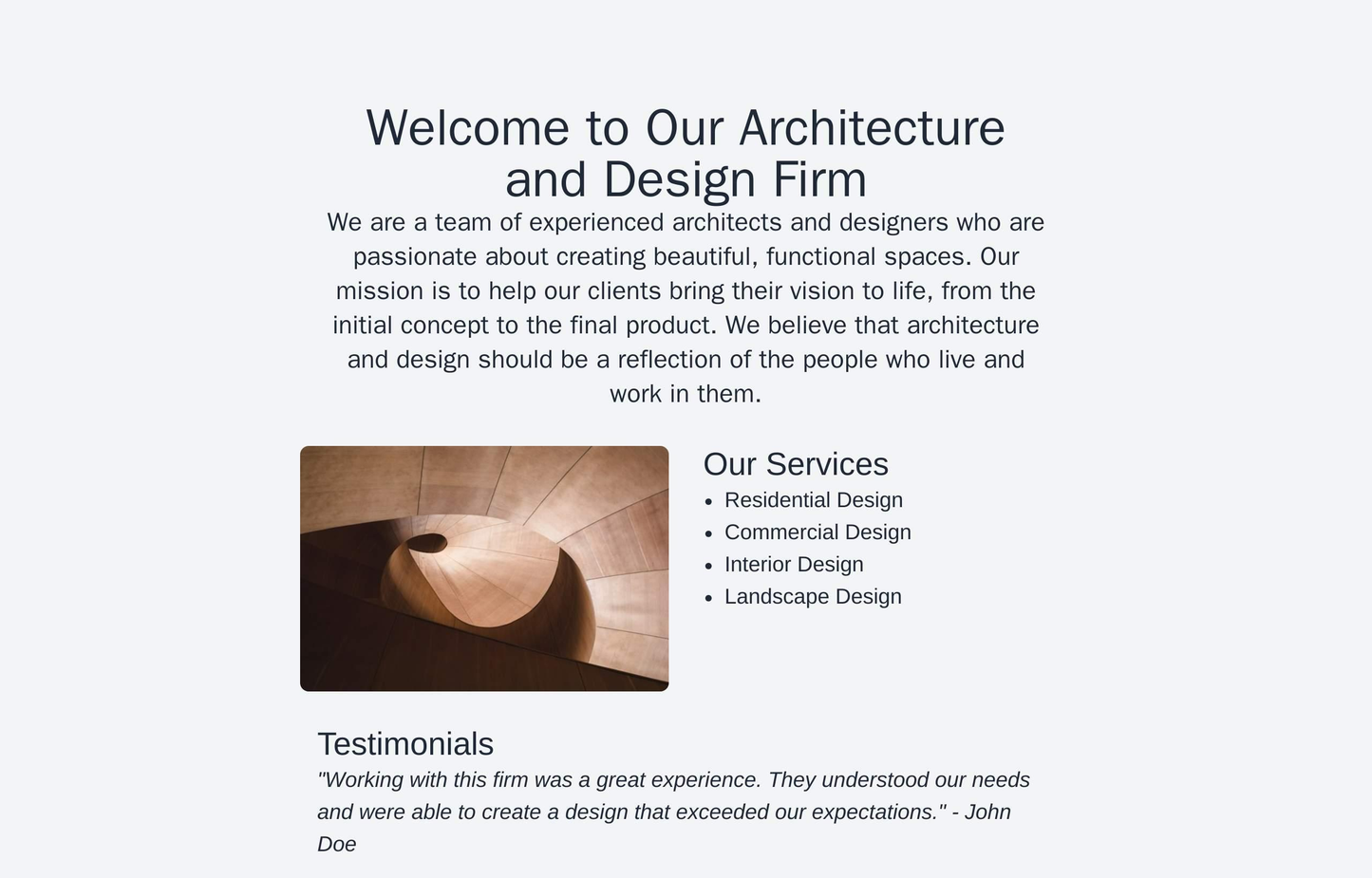 Architecture and Design Firm Site: A clean and modern design with a central showcase area featuring large, high-quality  Web Template 3189