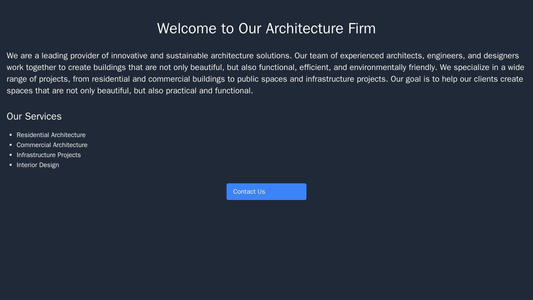 Architecture firm: A visually striking design with a full-screen hero image, a centered logo, and a stacked layout for f Web Template 3370