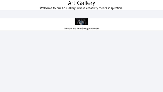 Art Gallery: A dynamic homepage with a slideshow of artwork images and artist bios. The footer includes a centered logo, Web Template 2368