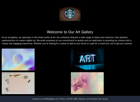 Art Gallery: A site featuring large, high-quality images of artwork with a black and white color scheme, with the compan Web Template 2402