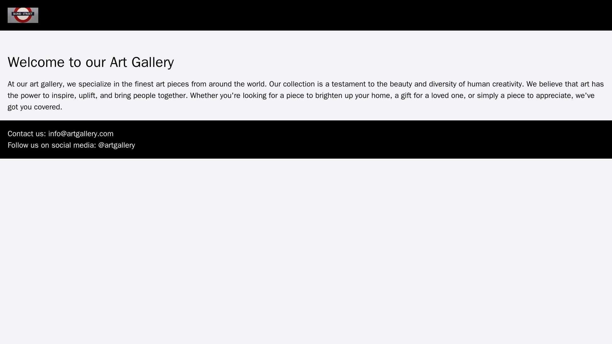 Art Gallery: A full-screen, rotating slideshow of artwork, a black header with a stylish, white logo on the left, and a  Web Template 4669