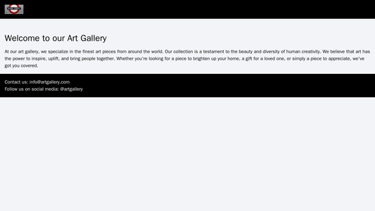 Art Gallery: A full-screen, rotating slideshow of artwork, a black header with a stylish, white logo on the left, and a  Web Template 4669