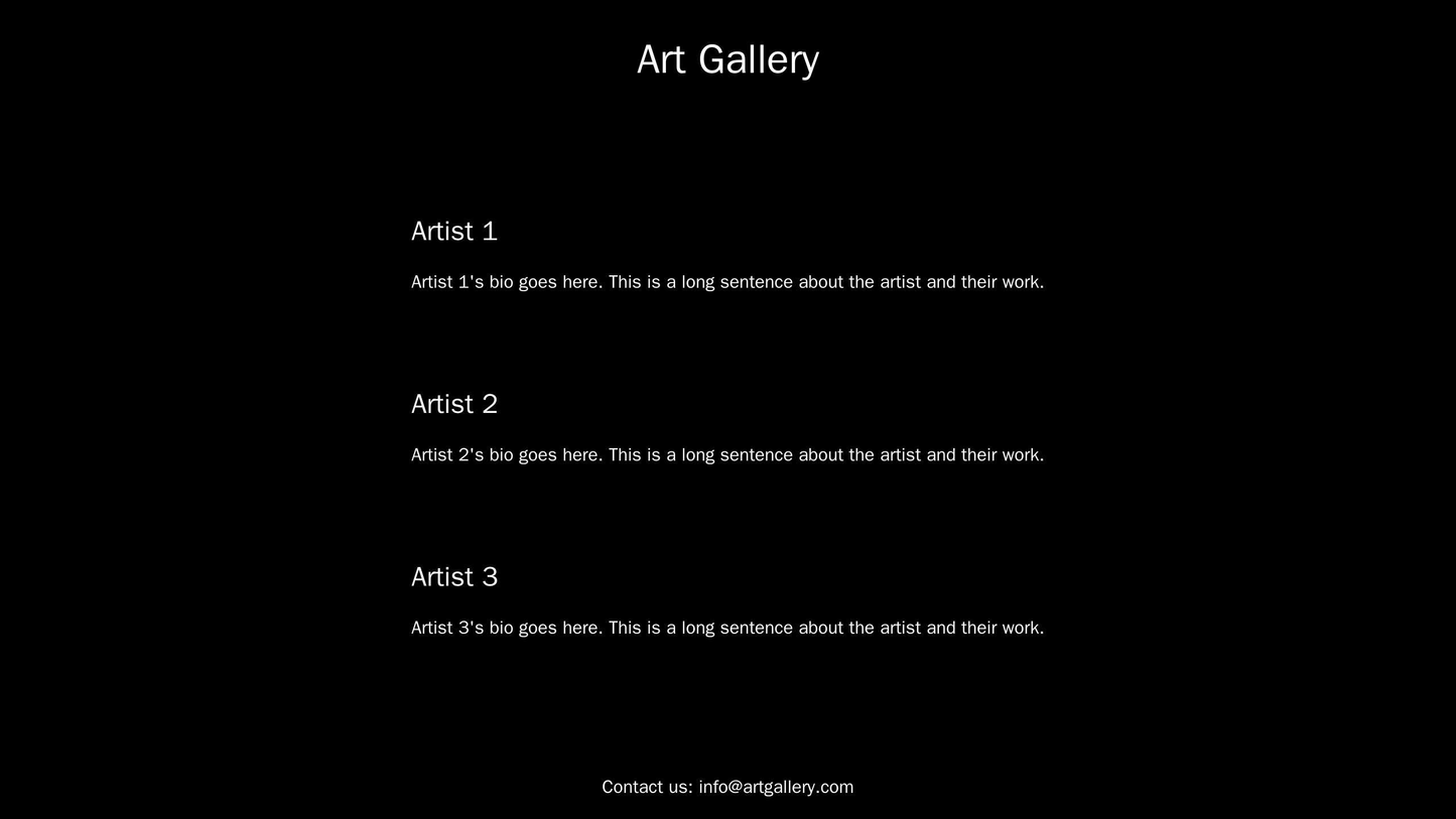 Art Gallery Site: A clean design with a black and white color scheme and a centered logo. The navigation bar is hidden,  Web Template 3063