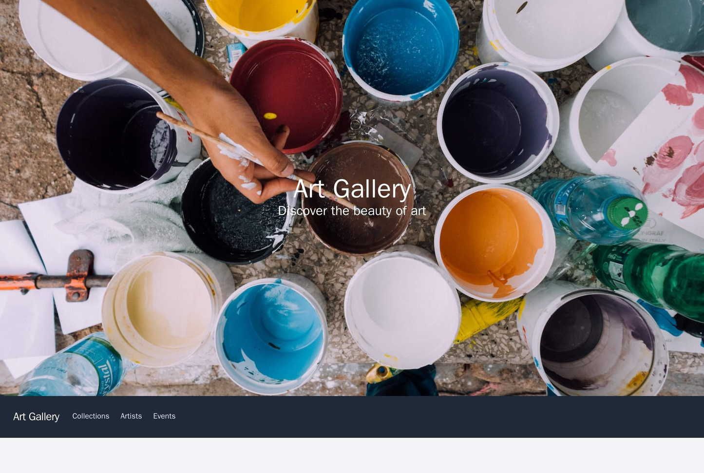 Art Gallery Site: A background image of a beautiful painting. A centered logo and a navigation bar with tabs for "Collec Web Template 3360