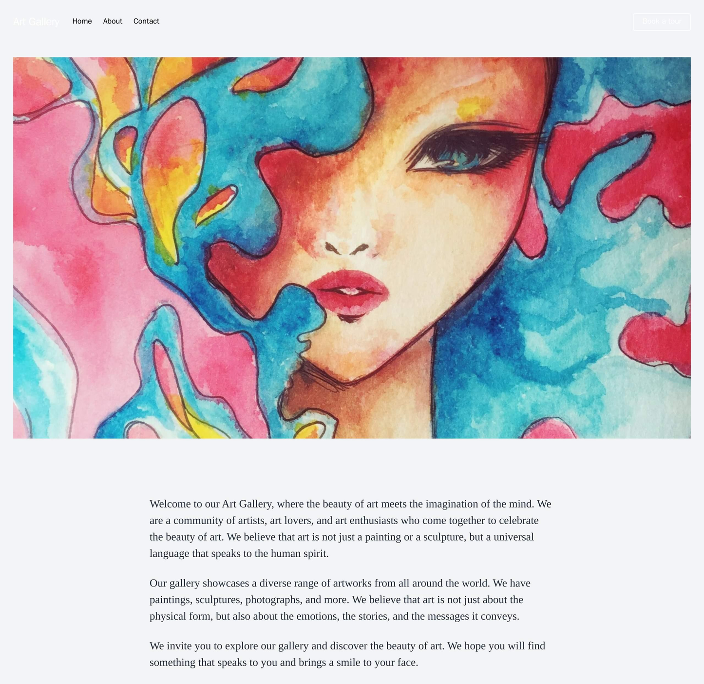 Art Gallery Site: A simple design with a full-width image of an artwork, a transparent navigation menu at the top, and a Web Template 4266