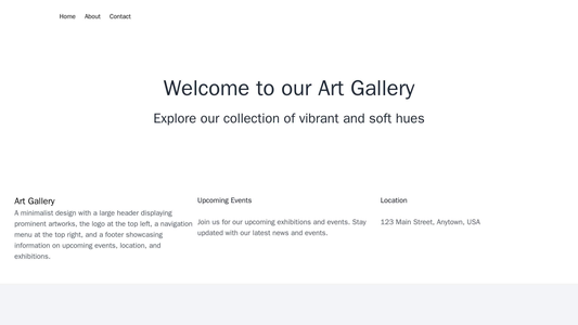 Art Gallery Website: A minimalist design with a large header displaying prominent artworks, the logo at the top left, a  Web Template 4273