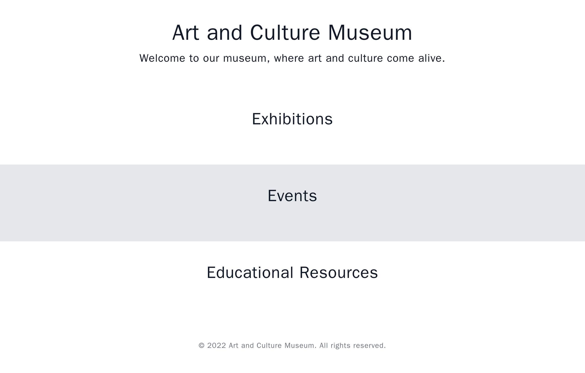 Art and Culture Museum: A website with a strong visual focus, featuring an expanding image gallery at the top, followed  Web Template 4654