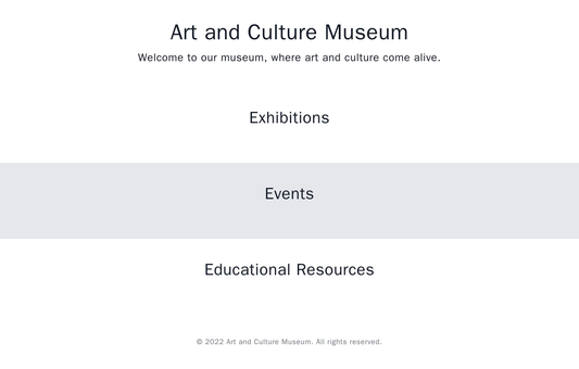 Art and Culture Museum: A website with a strong visual focus, featuring an expanding image gallery at the top, followed  Web Template 4654