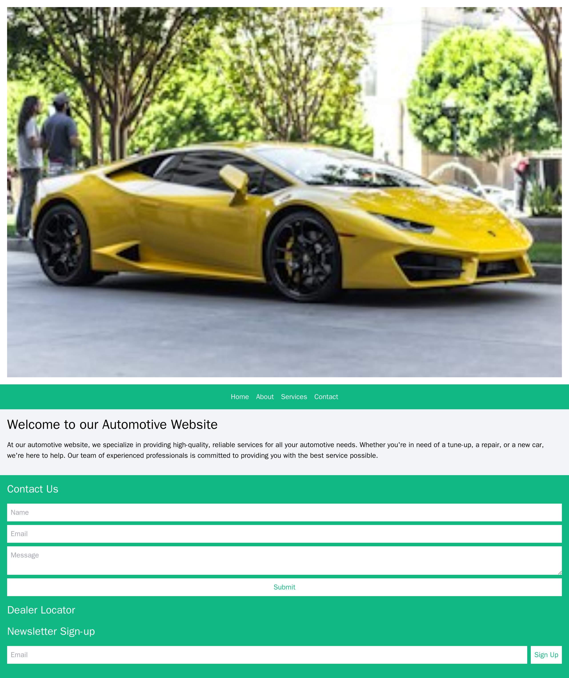 Automotive: A sleek and modern design with a large, left-aligned header image of a car, a clean and simple navigation ba Web Template 4160