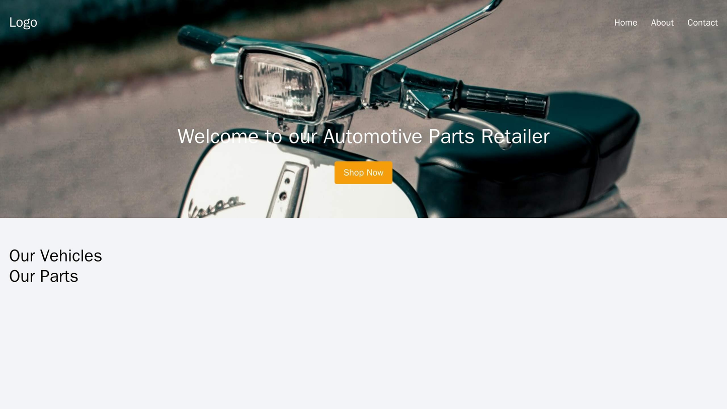 Automotive Parts Retailer: A complex design with a full-width image header featuring vehicles and call-to-action buttons Web Template 3392