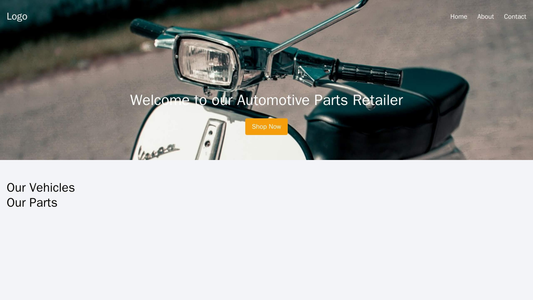 Automotive Parts Retailer: A complex design with a full-width image header featuring vehicles and call-to-action buttons Web Template 3392