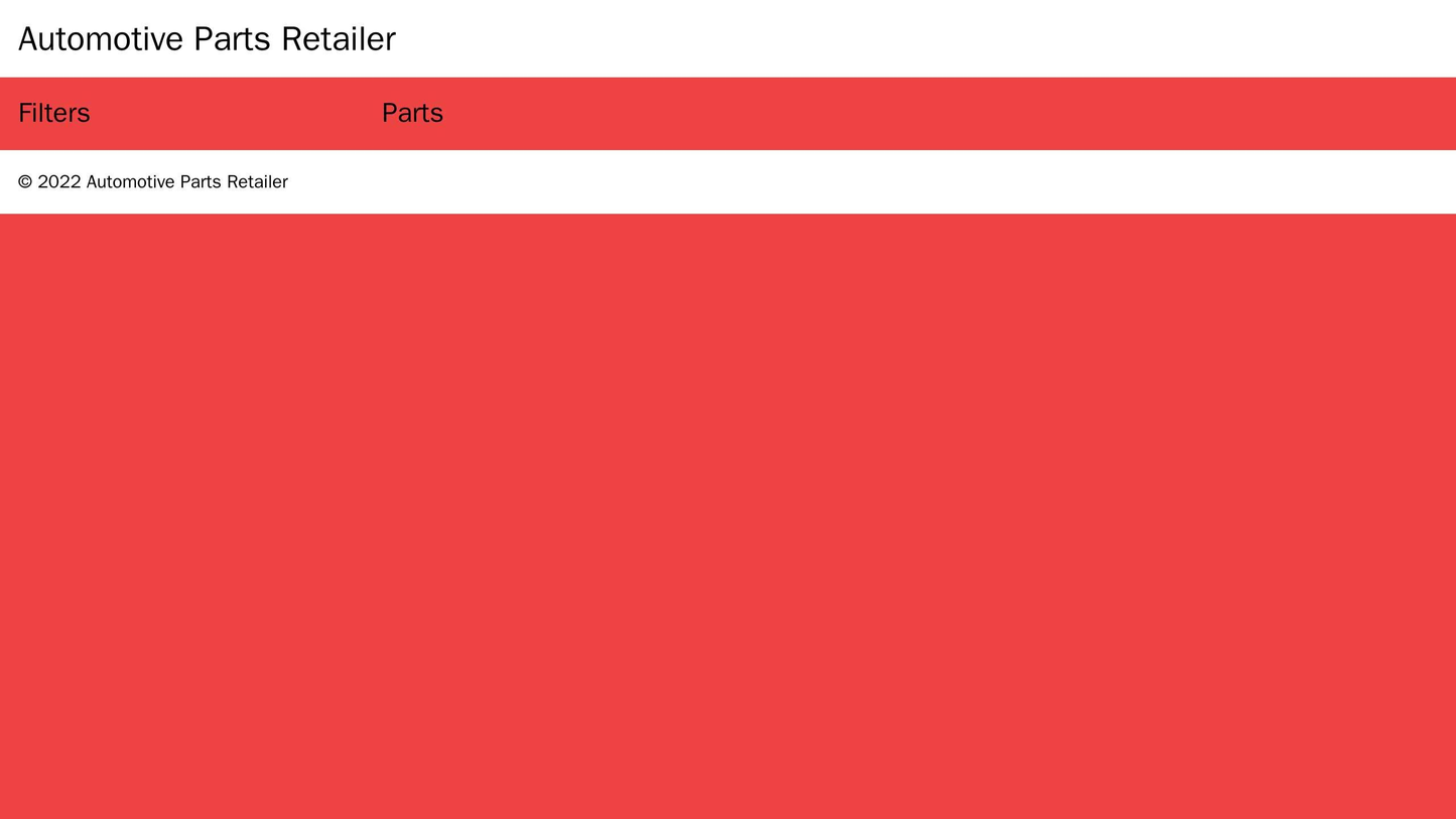 Automotive Parts Retailer: A multi-column layout with filters to narrow down the search for parts. Each part features a  Web Template 4073