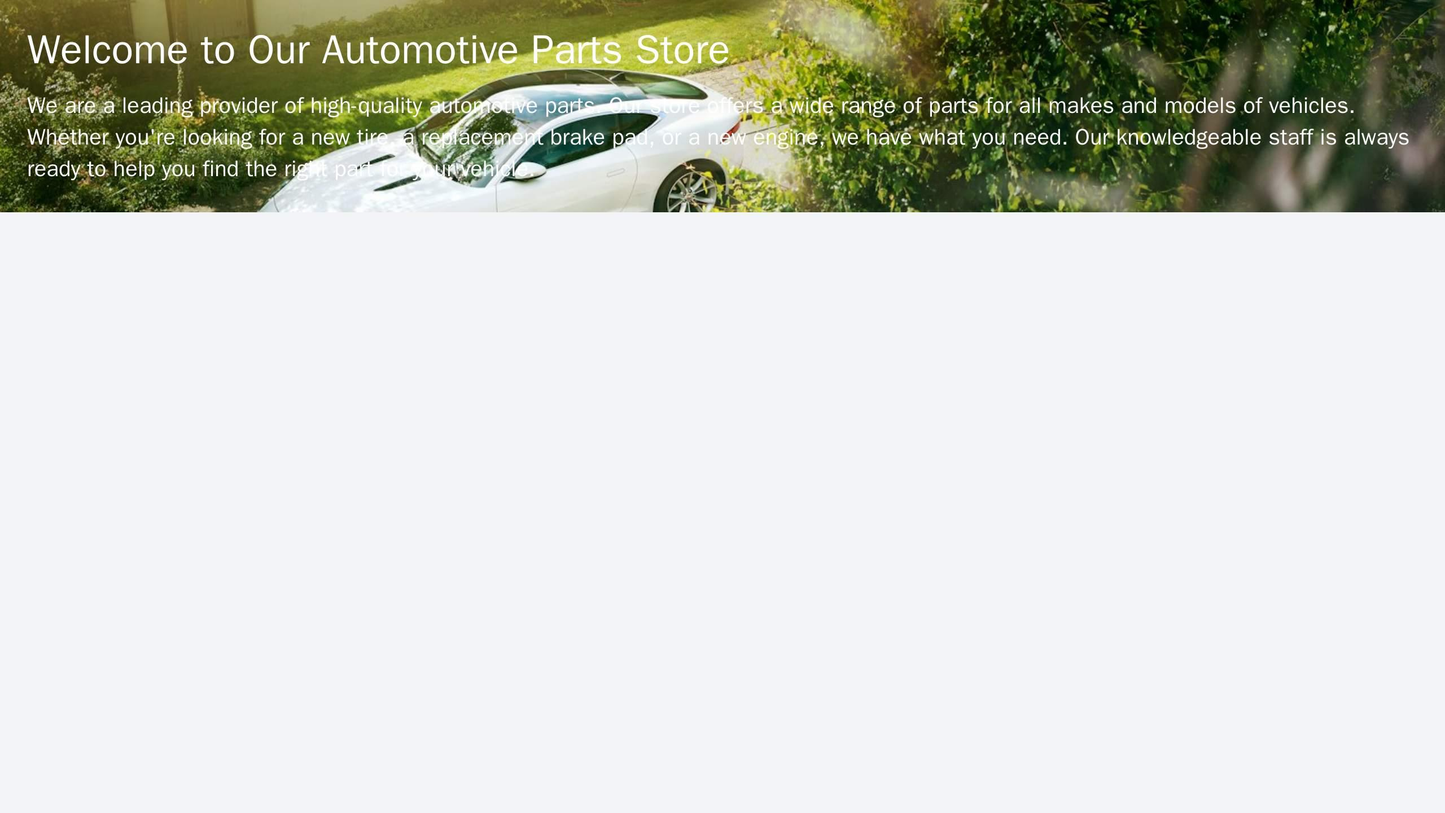 Automotive Parts Store: A design with a large, full-screen image of an automotive part on the homepage, and the main con Web Template 3260