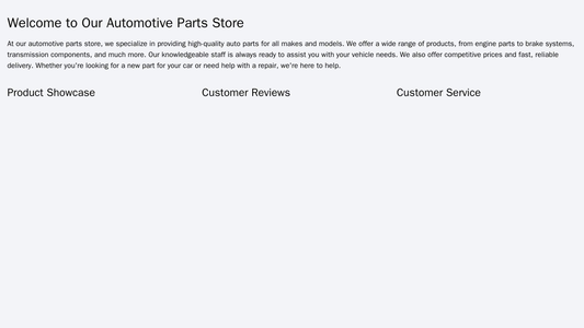 Automotive Parts Store: A full-width header image of a car engine or the stores logo with prominent call-to-action butto Web Template 3772