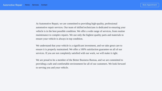 Automotive Repair: A strong, professional color palette with a centered logo and a navigational bar at the top. A promin Web Template 3361