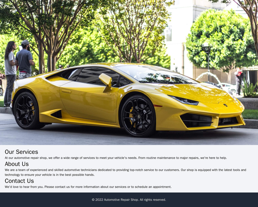 Automotive Repair Shop Site: A practical and professional design featuring a large hero image showcasing a vehicle being Web Template 2101