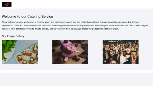 Catering Service: A warm and welcoming design with a appetizing image gallery. The logo is located at the top, and the f Web Template 3550