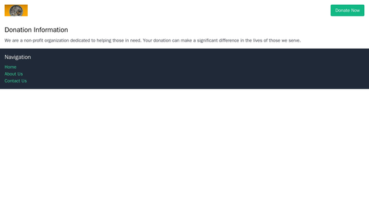 Charity Organization: A clean, white design with a large logo and a centered call-to-action button at the top. donation  Web Template 3896