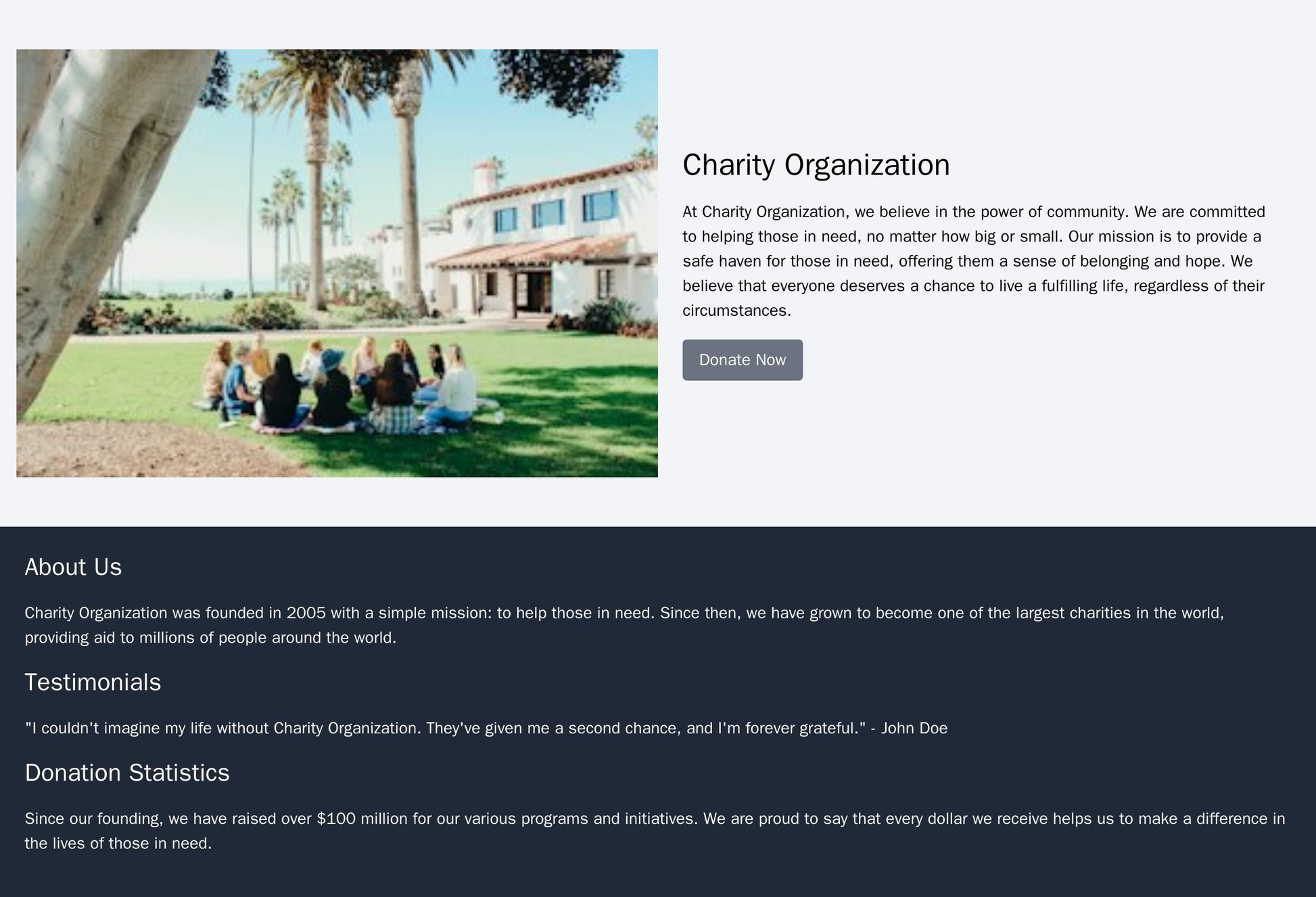 Charity Organization: A left-aligned design with a large image of a community or people in need, and a call-to-action bu Web Template 4040