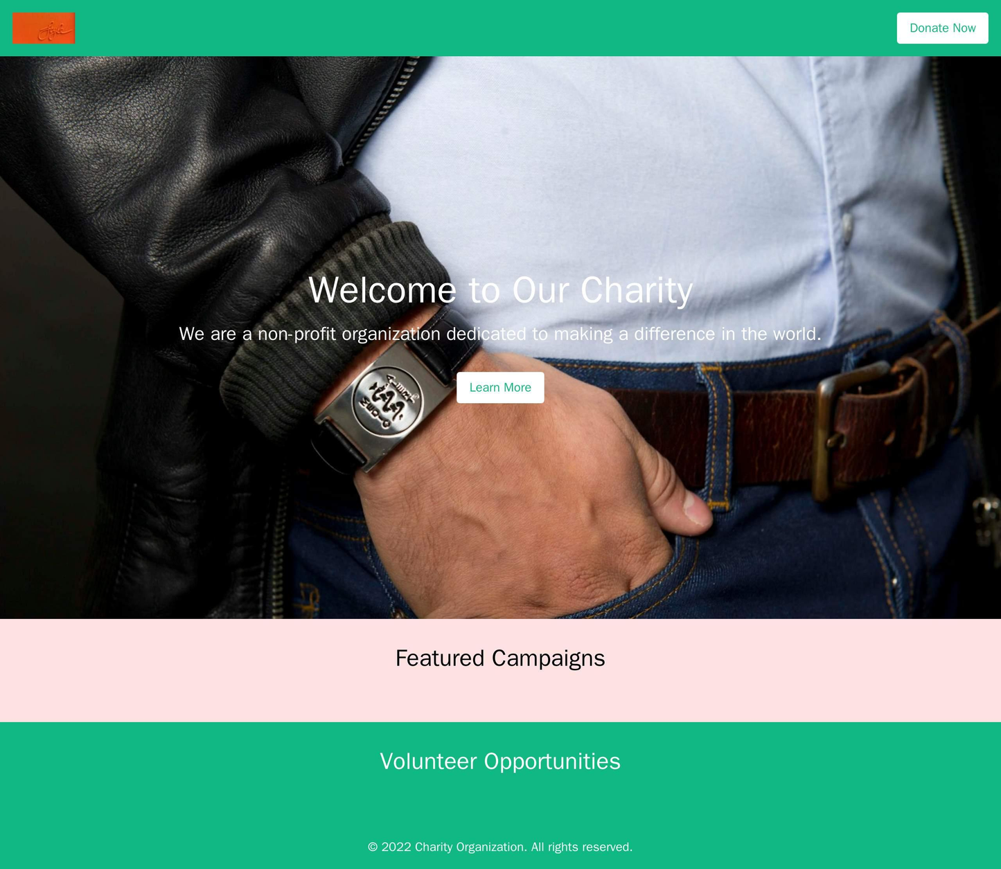 Charity Organization: A compassionate and engaging design with a large, centered hero image featuring a call-to-action b Web Template 4336