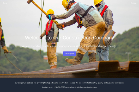 Construction Company: A industrial and rugged design with a header image of construction sites and machinery, a top-alig Web Template 3250