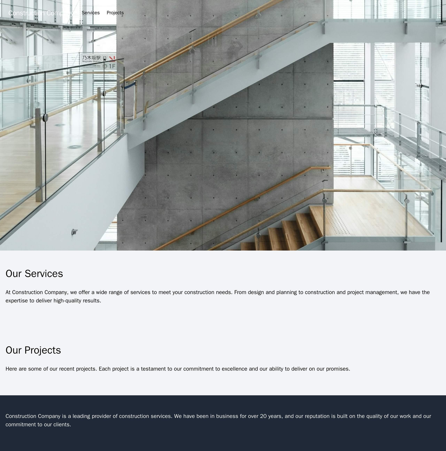 Construction Company: A functional and modern layout with a header image featuring a construction project, a navigation  Web Template 3633