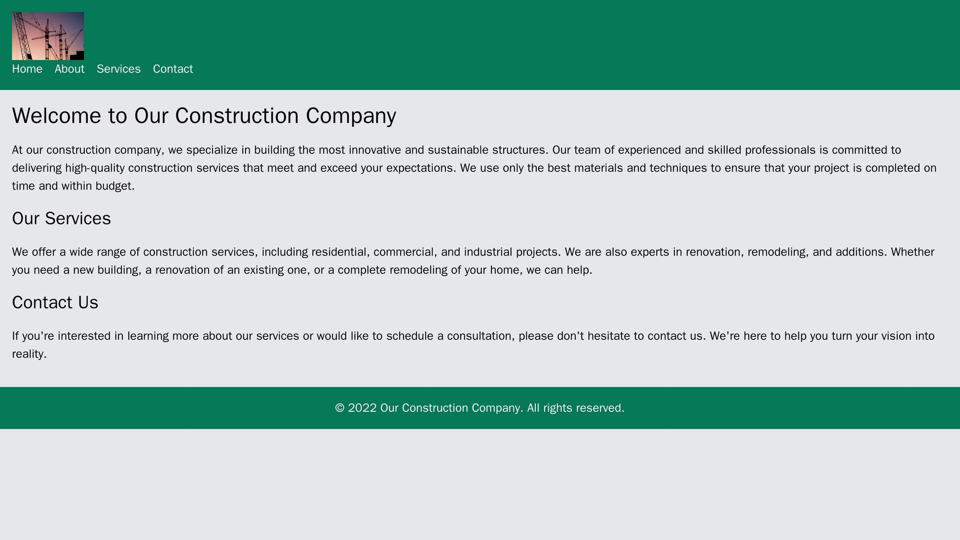 Construction Company: A bold and distinctive layout with a large, bold logo and a left-aligned navigation bar. The color Web Template 4035