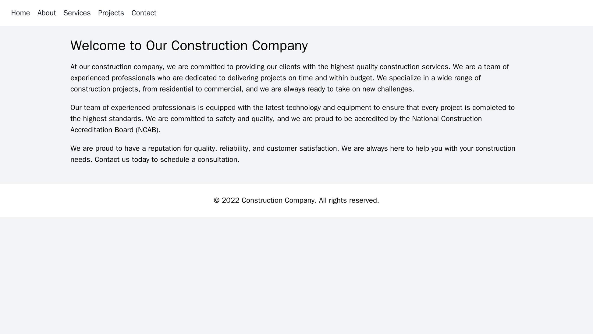 Construction Company: A tough and professional design with a header image of a construction site, a horizontal navigatio Web Template 4593