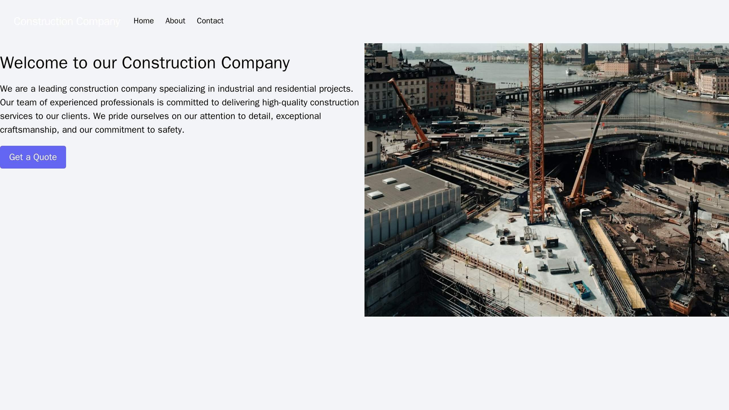 Construction Company: A robust, industrial layout with large images of buildings and construction sites, a left-aligned  Web Template 4601