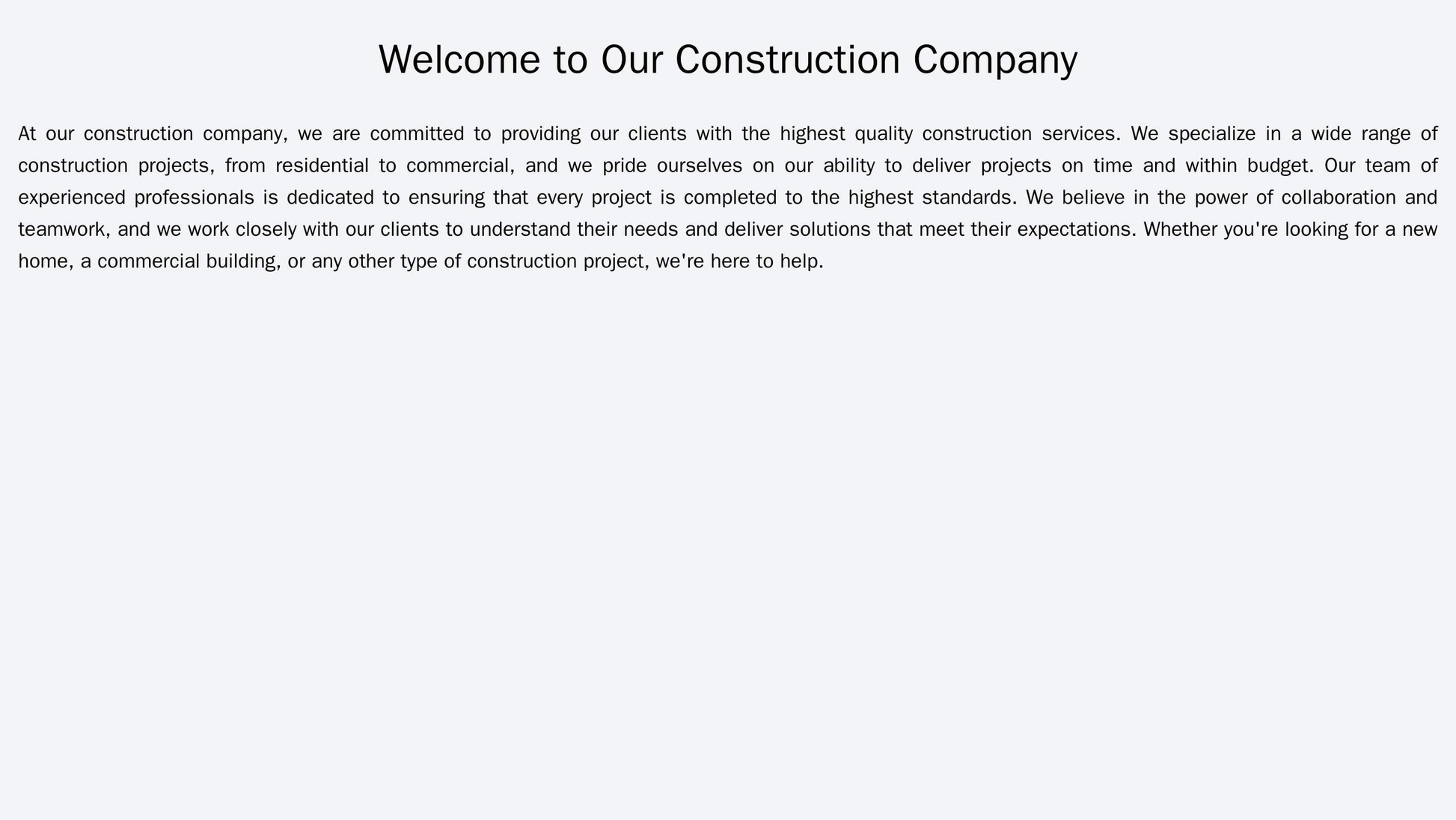 Construction Company: A bold and professional design featuring a large image of a construction project, a navigation men Web Template 4626