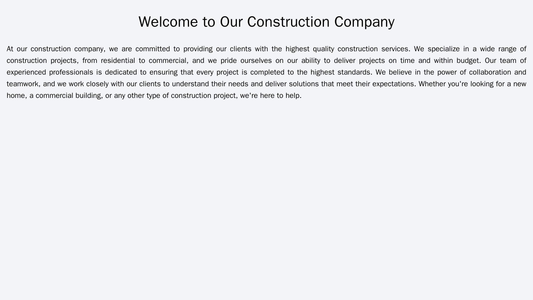 Construction Company: A bold and professional design featuring a large image of a construction project, a navigation men Web Template 4626