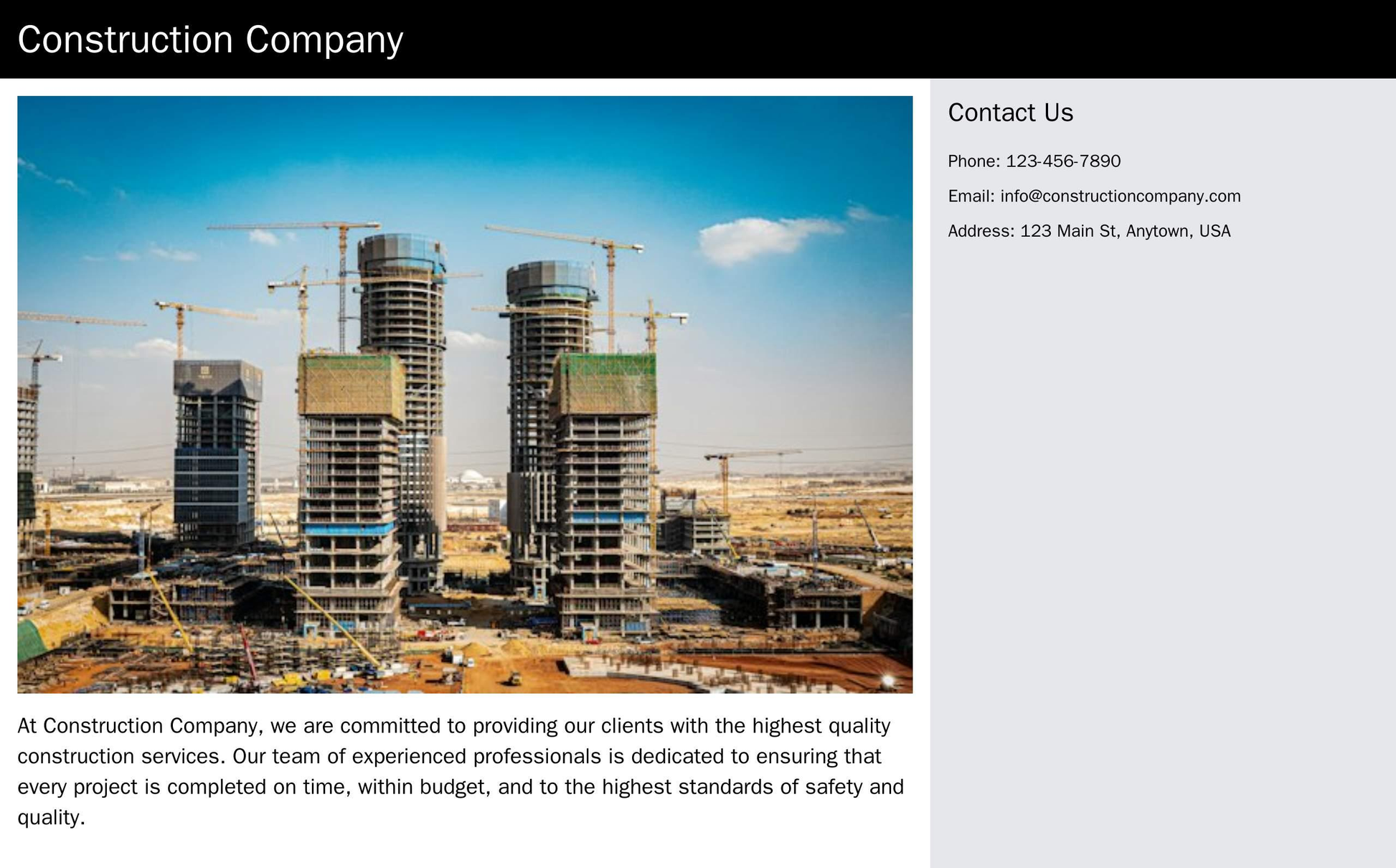 Construction Company Site: A professional and straightforward design with a prominent company logo in the header and a b Web Template 3191