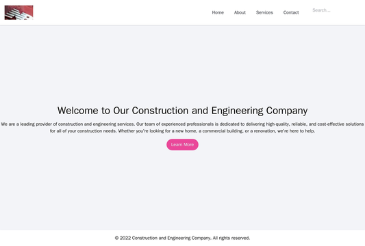 Construction and Engineering Company: A professional layout, with a right-aligned, fixed header containing the logo, mai Web Template 4174