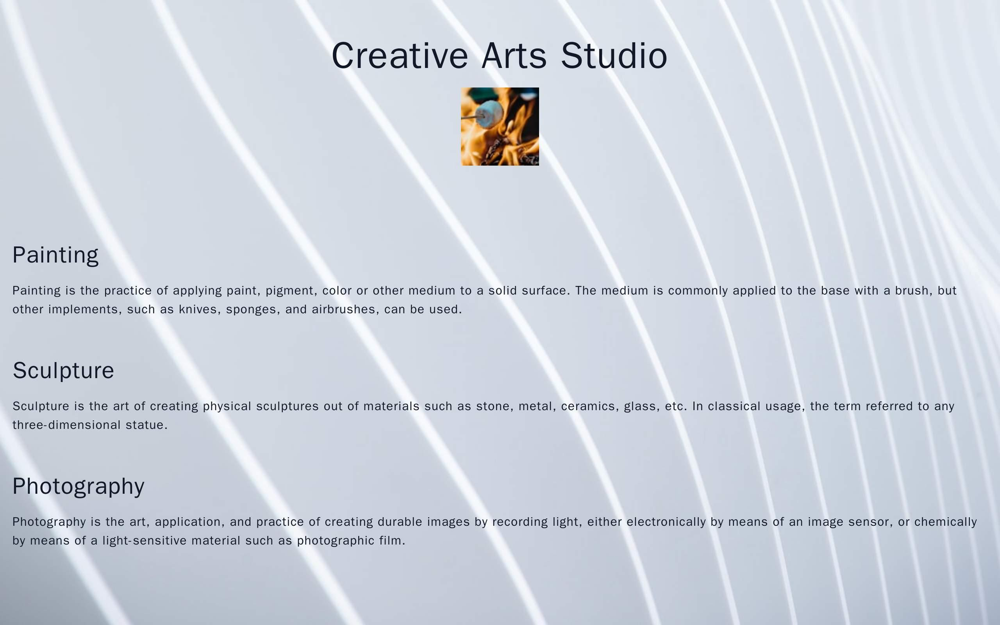 Creative Arts Studio: A free-form, asymmetrical layout with flowing lines, vibrant colors, and artistic fonts. Sections  Web Template 3901