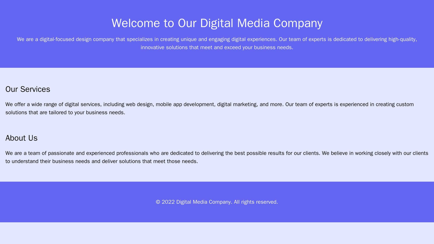 Digital Media Company: A digital-focused design with a full-width background video, a floating hamburger menu, a section Web Template 2251