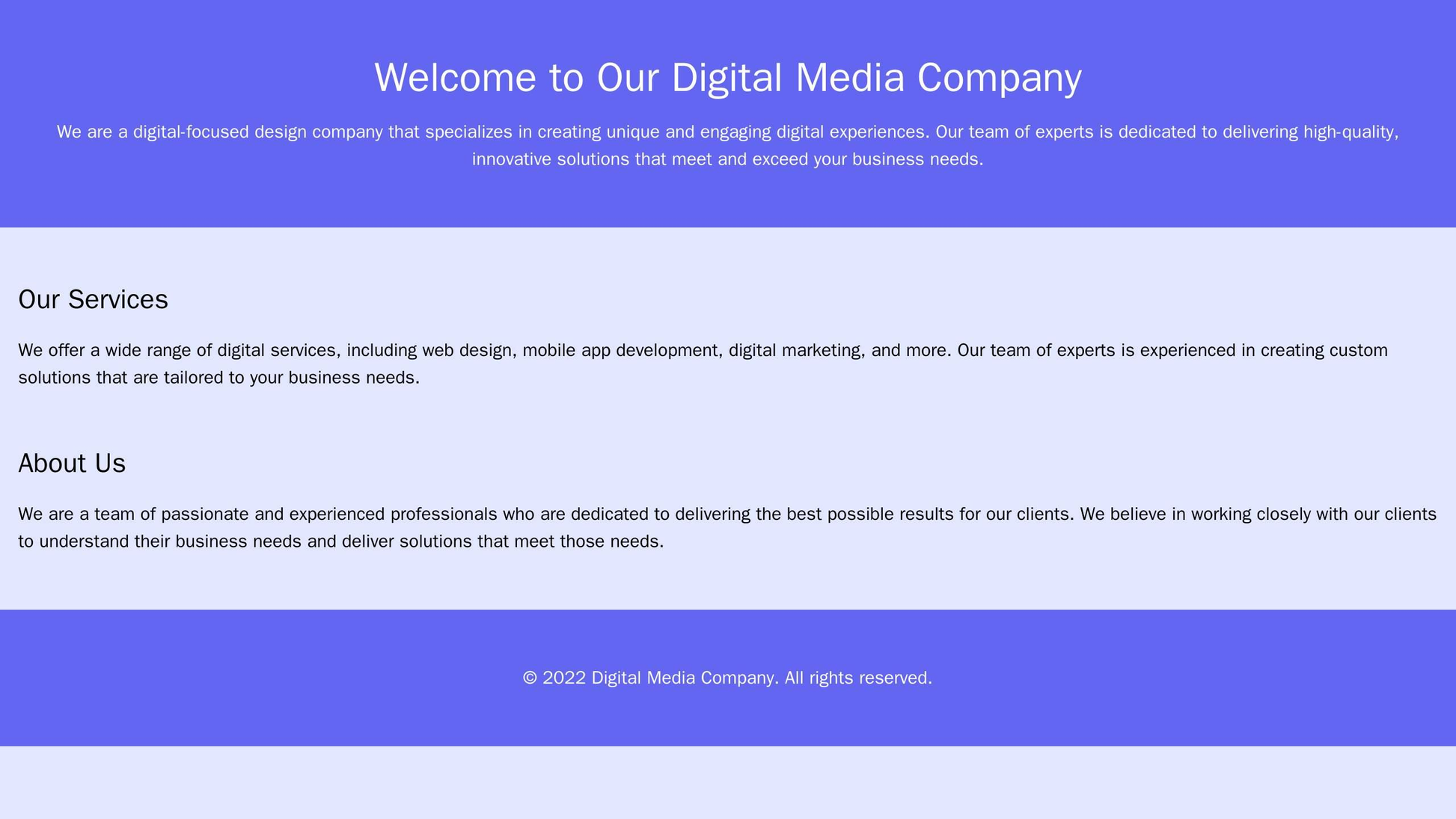 Digital Media Company: A digital-focused design with a full-width background video, a floating hamburger menu, a section Web Template 2251